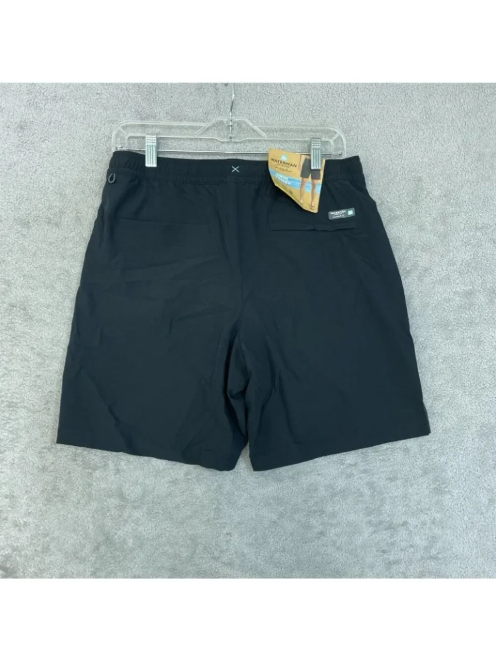 NWT Quiksilver Men's S Black Waterman Collection Mens Swim Volley Shorts UPF